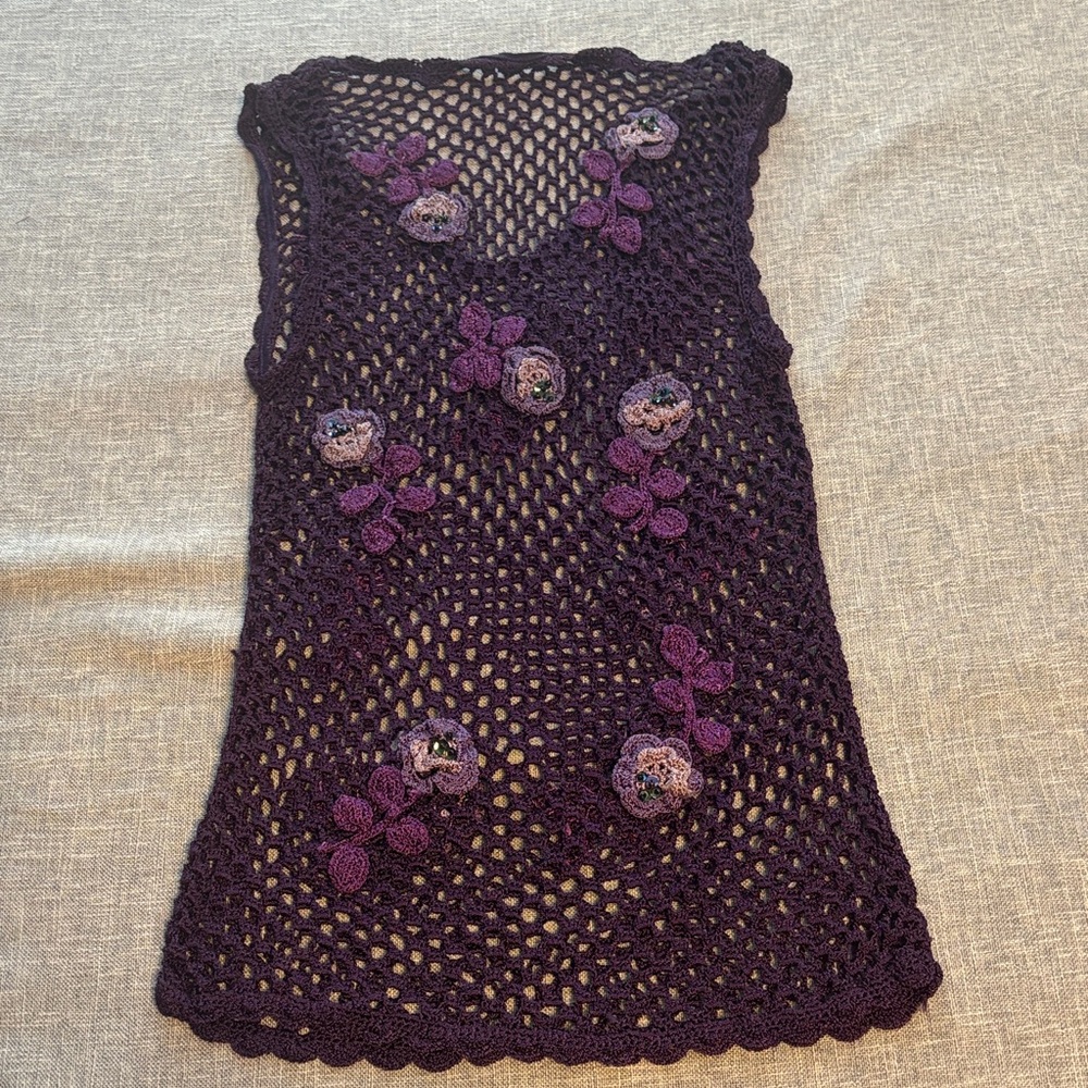 Elegant Purple Crochet Blouse